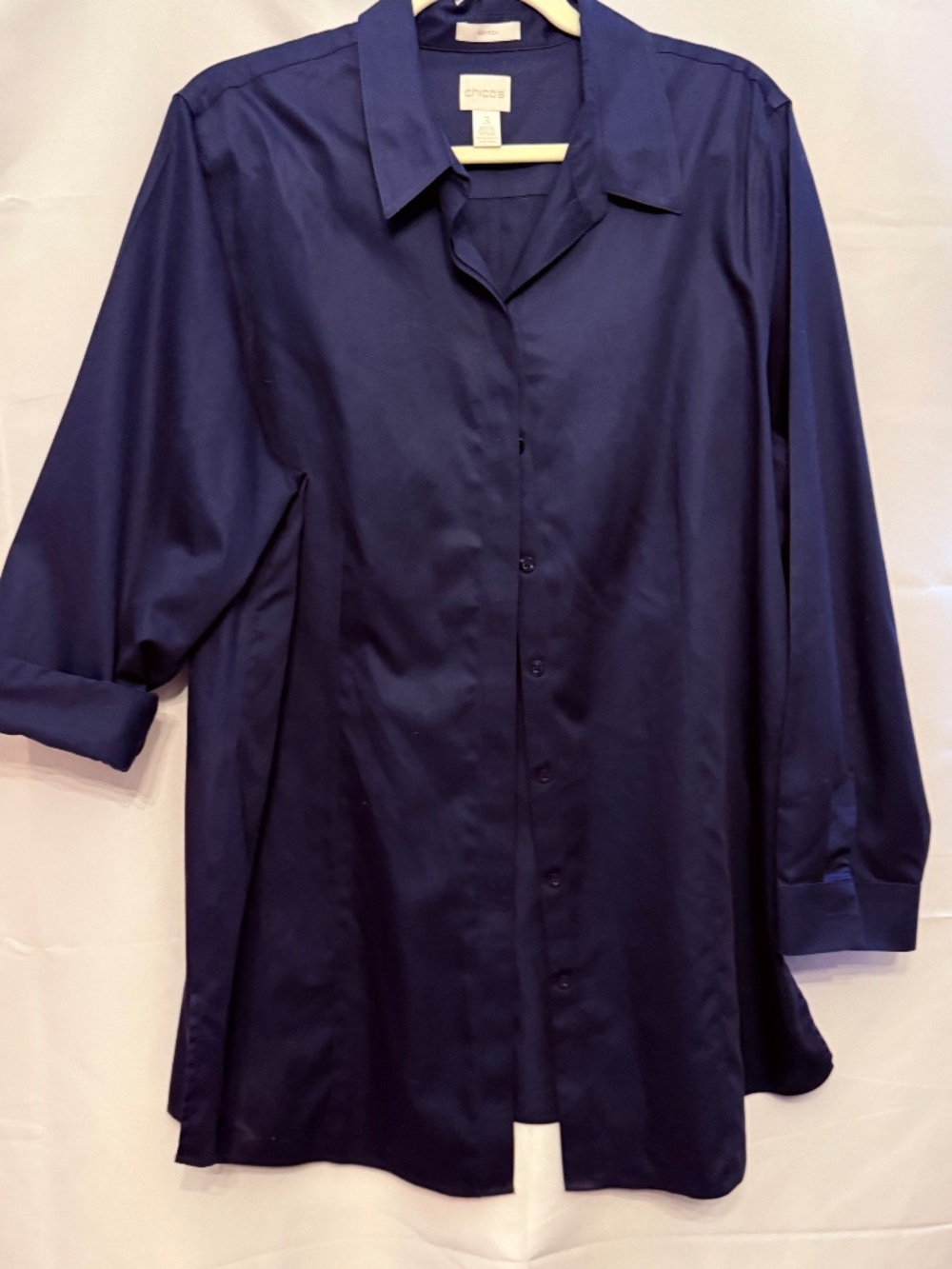 Chico's Navy Tunic Button-Down (3/XL)